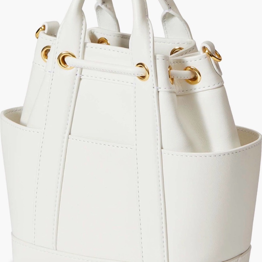 Veronica Beard White Drawstring Bucket Crossbody … - image 3